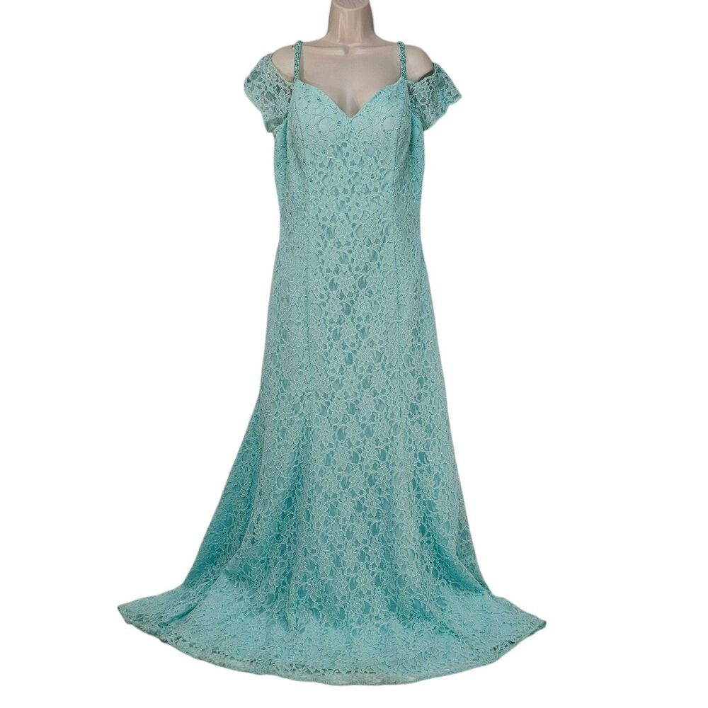 Morilee Bridesmaids Lace Beading Zipper Back Dress Style#21531 Mint Size 16
